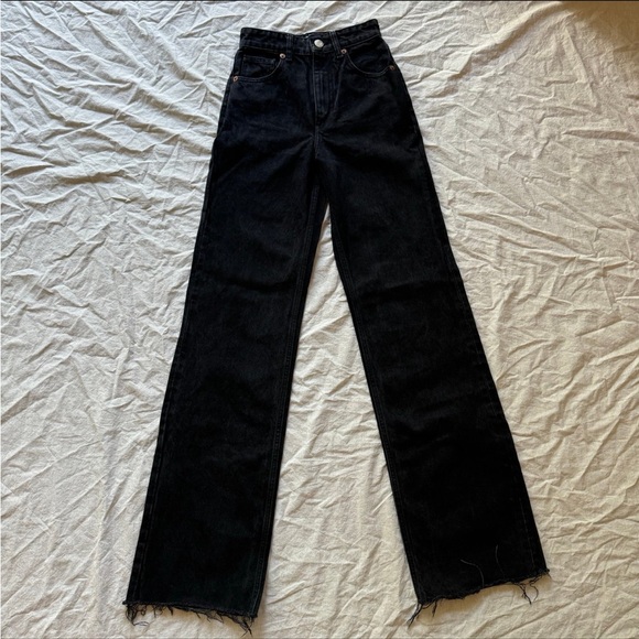 ZARA wide leg jeans pants full length grey black denim like NEW Size 32 (US 0) - Picture 7 of 11